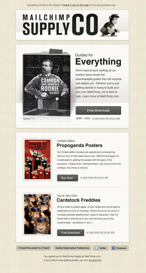 mailchimp - Inspiration pour Infolettre