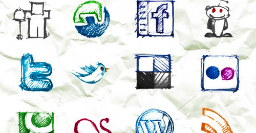 Icônes sociaux dessinés